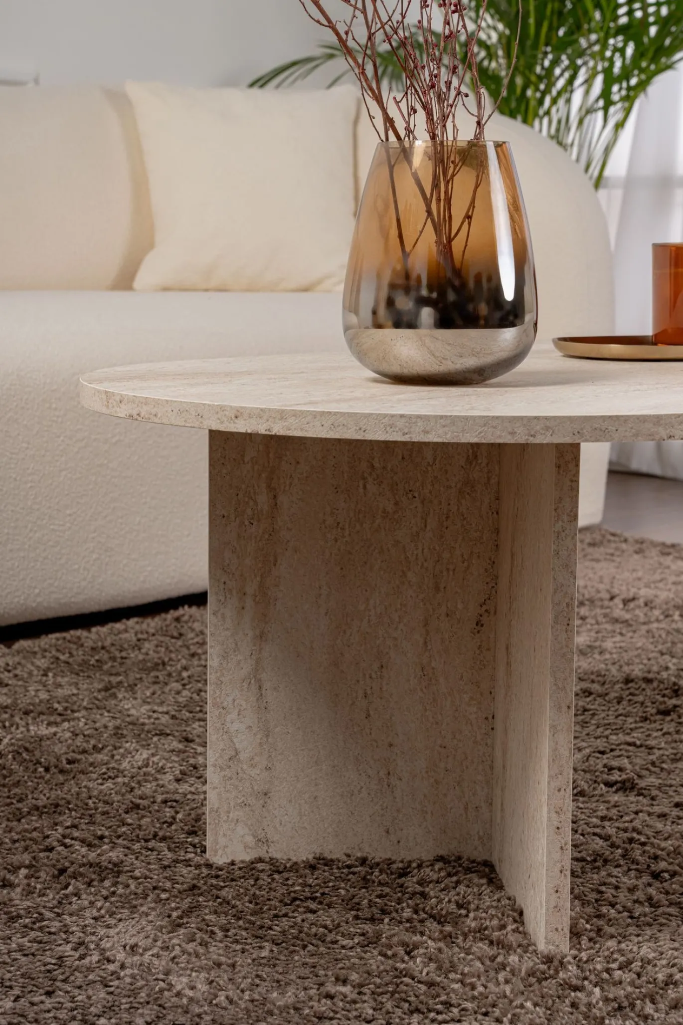 Salontafel Sable Ovaal Travertinlook 120cm