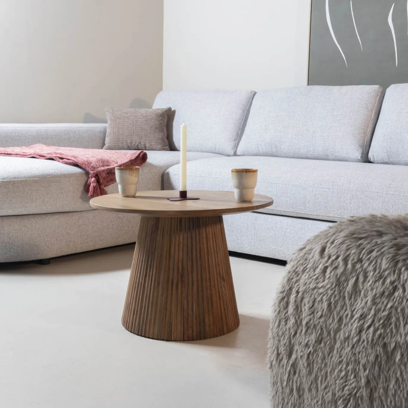 Salontafel Salvador Naturel Rond 60cm - Giga Meubel