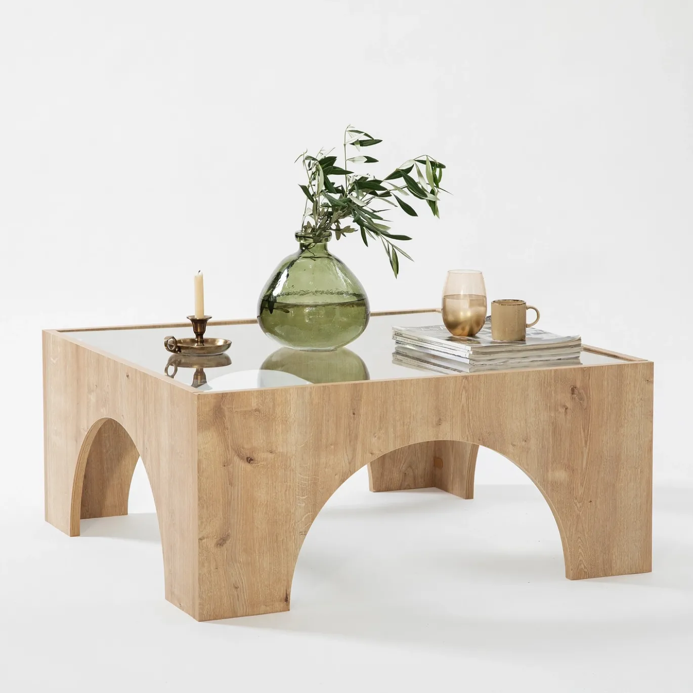 Salontafel Seine Glas/Naturel 80cm