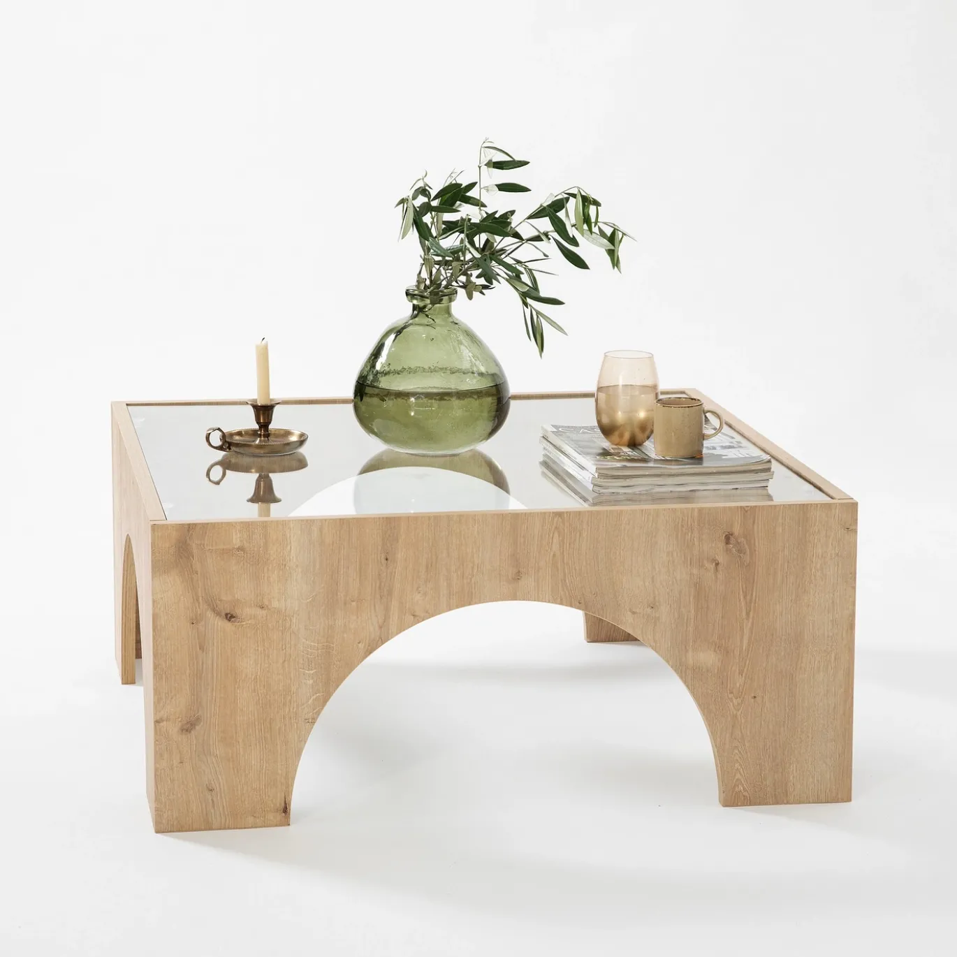Salontafel Seine Glas/Naturel 80cm