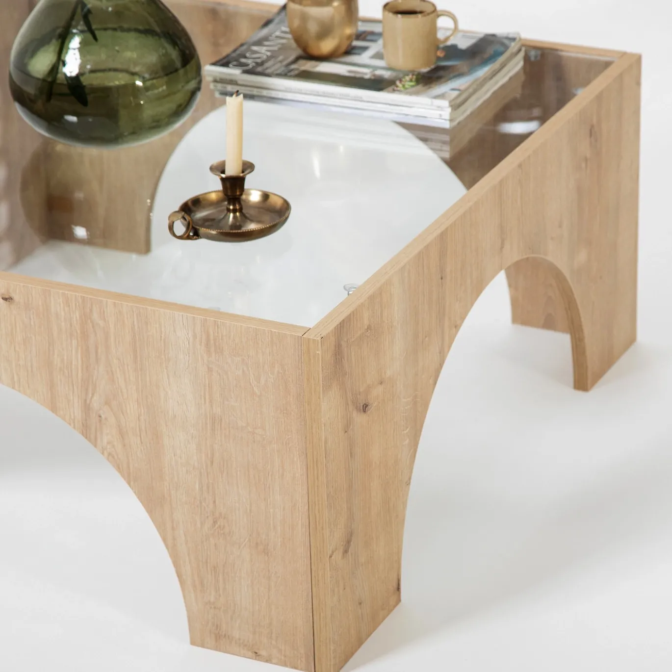 Salontafel Seine Glas/Naturel 80cm