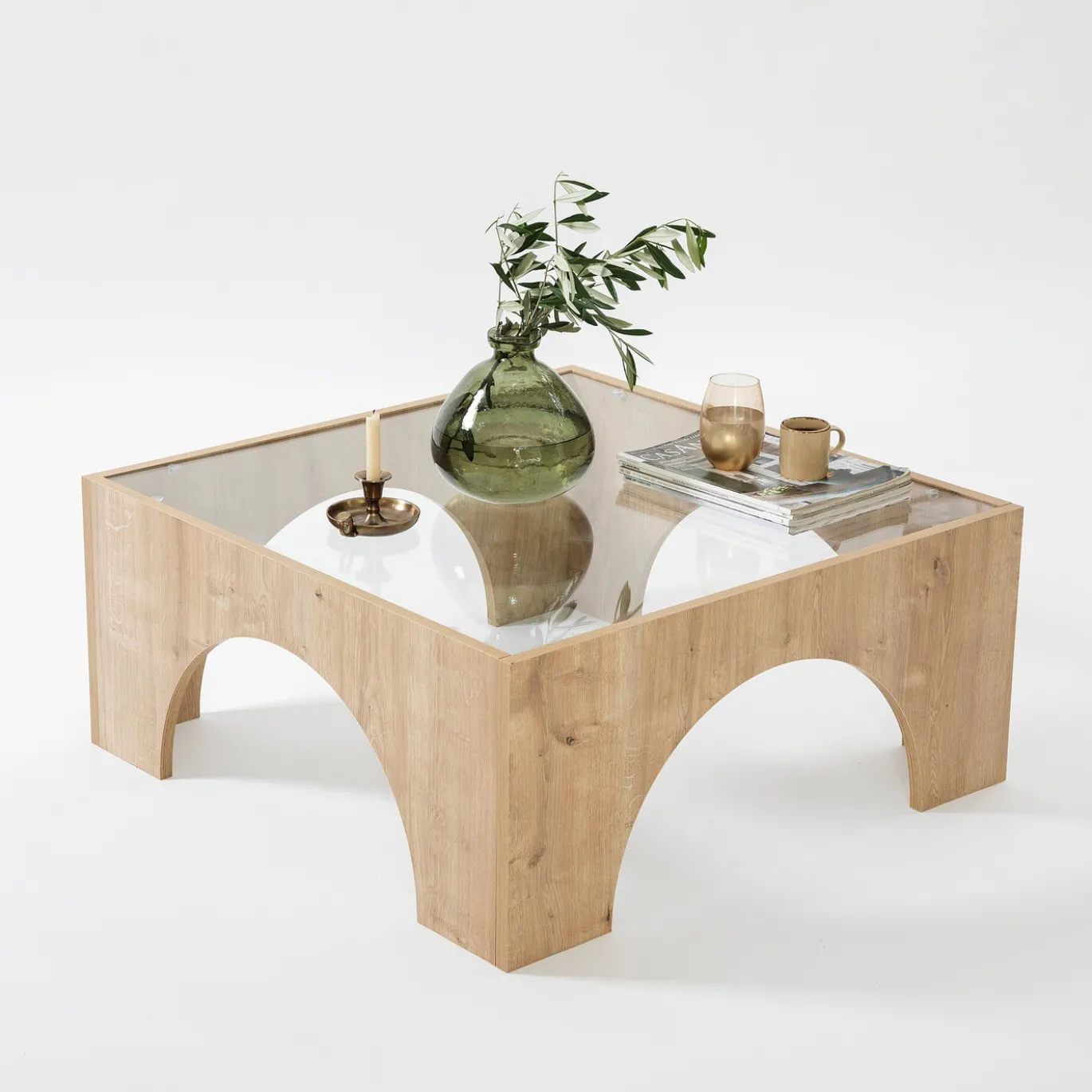 Salontafel Seine Glas/Naturel 80cm