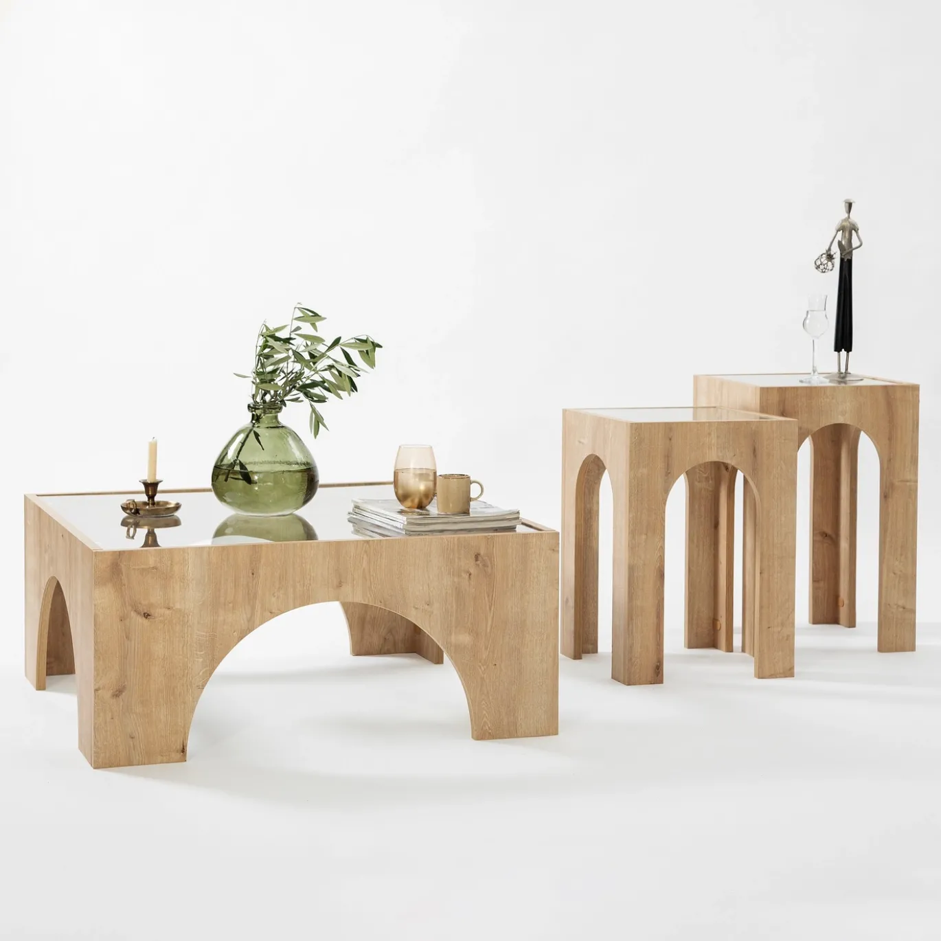 Salontafel Seine Glas/Naturel 80cm