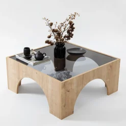 Salontafel Seine Glas Naturel 80x80cm