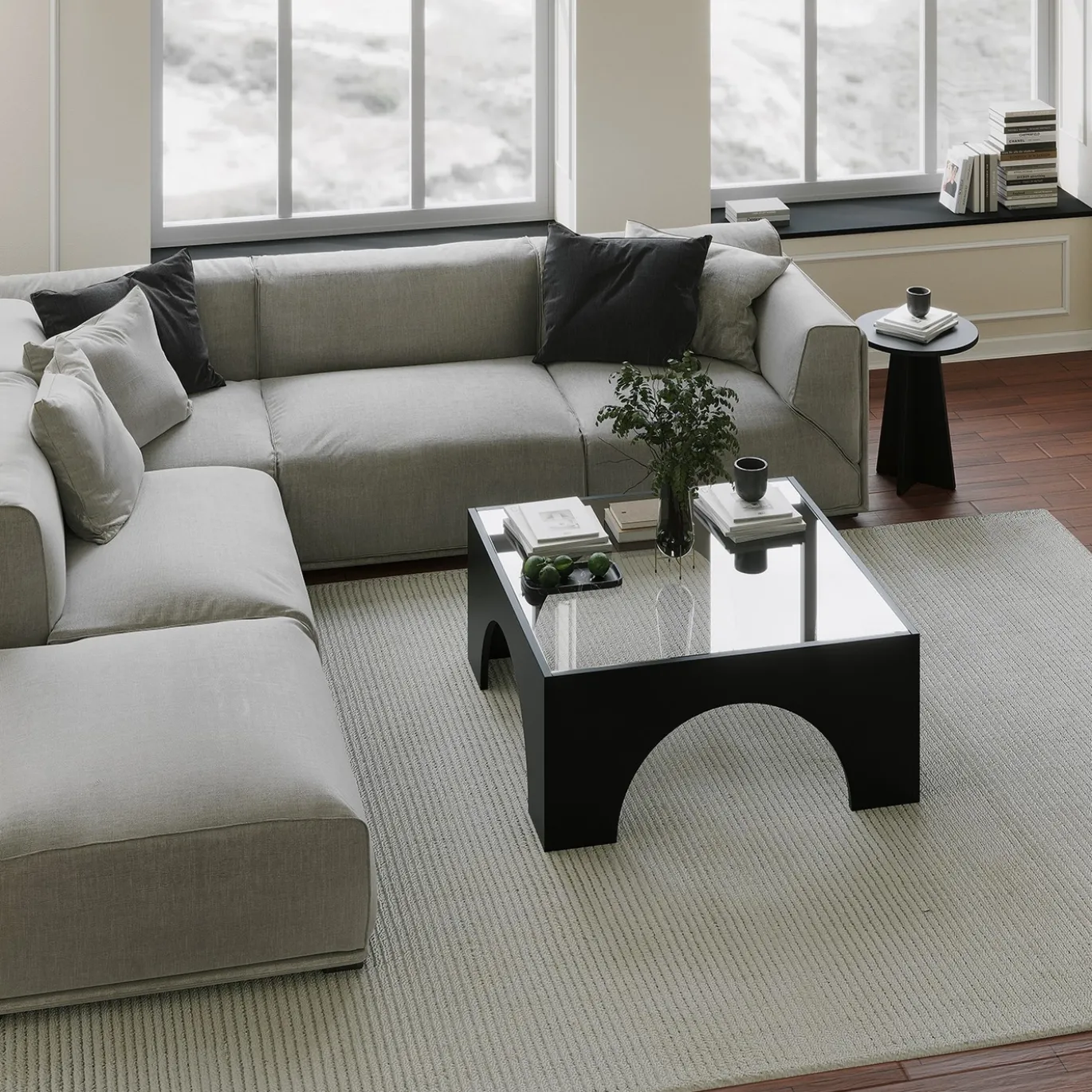 Salontafel Seine Glas/Zwart 80cm