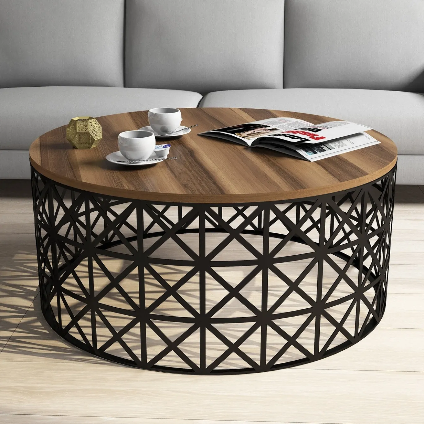 Salontafel Selin Walnoot Ø90cm