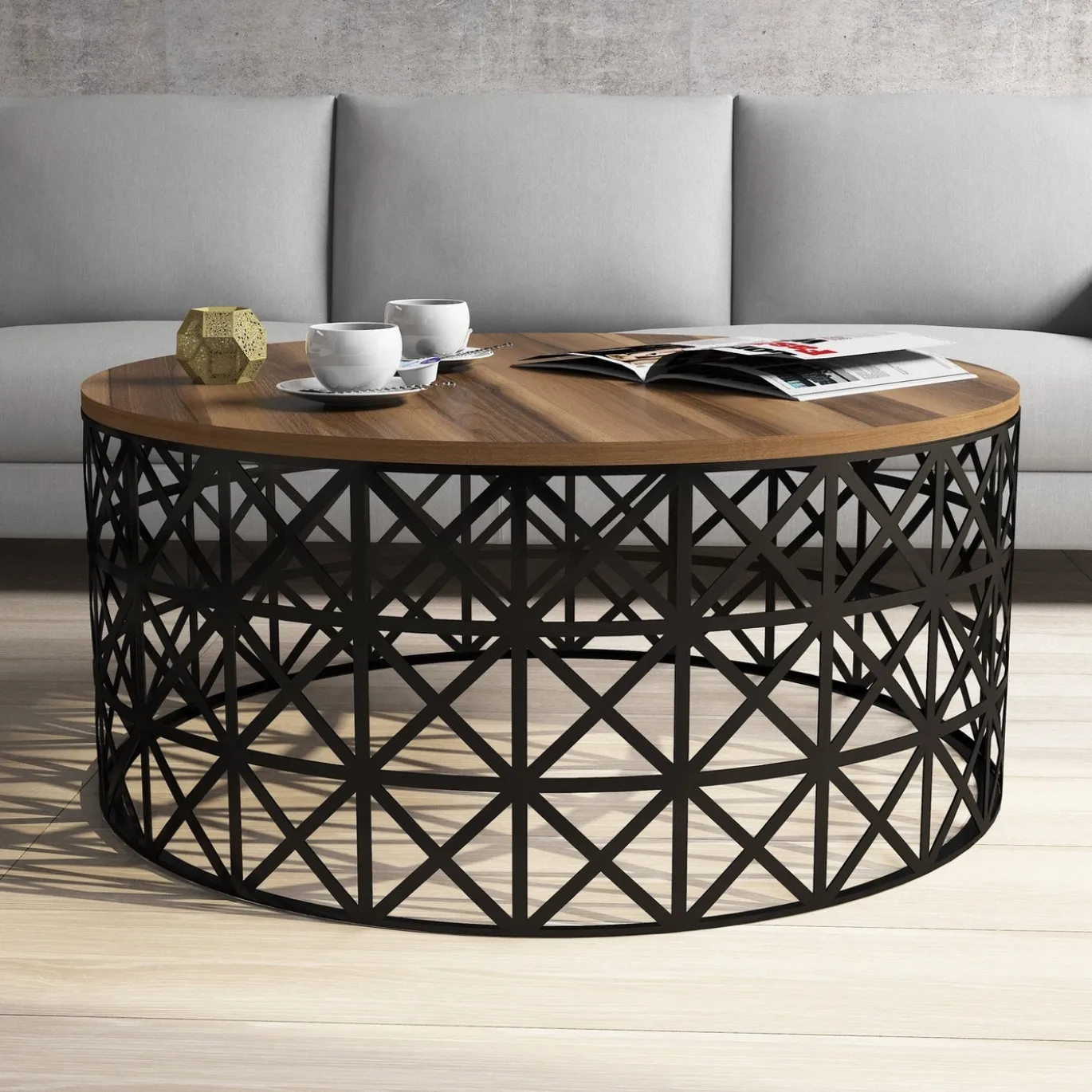 Salontafel Selin Walnoot Ø90cm