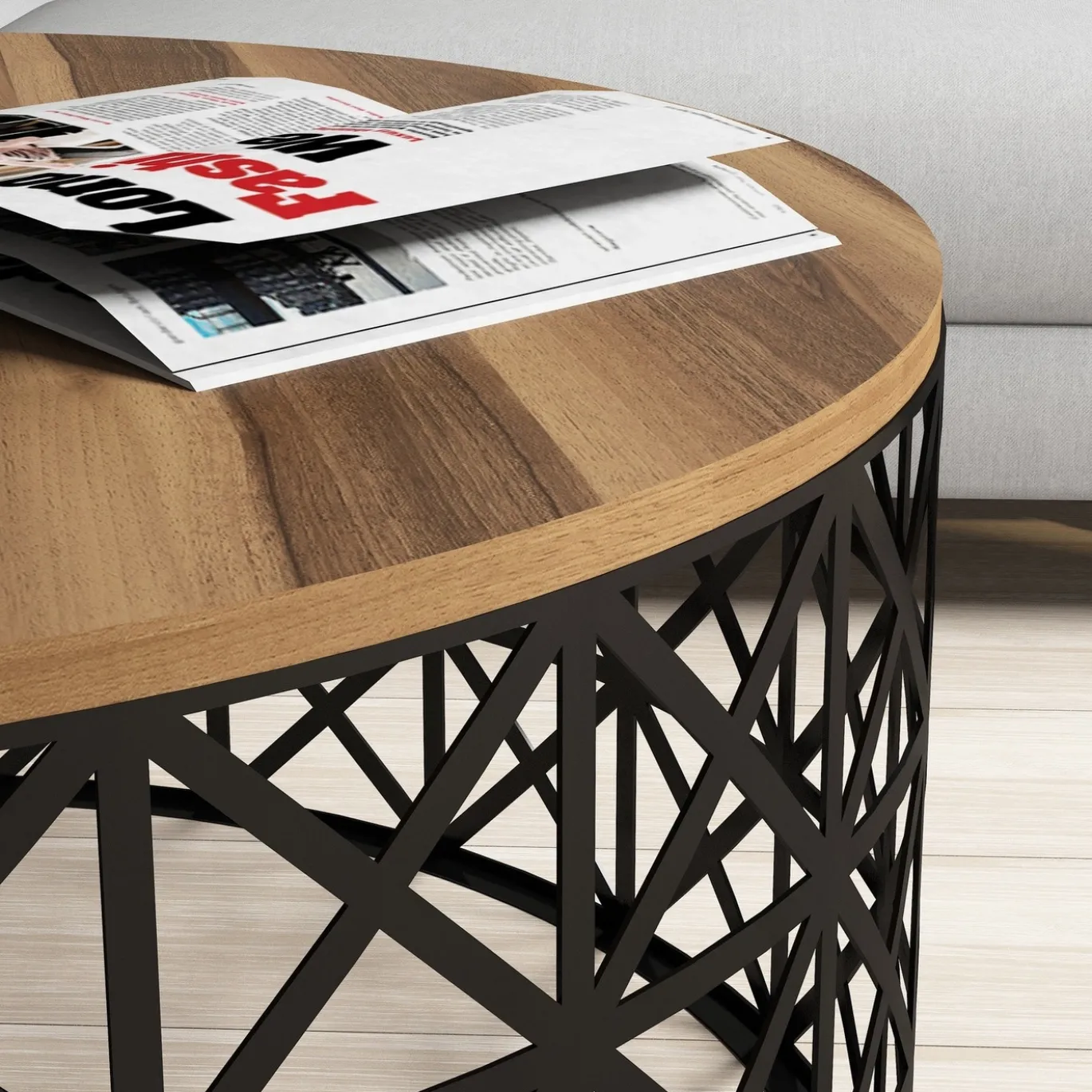 Salontafel Selin Walnoot Ø90cm