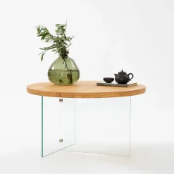 Salontafel Serenity Naturel/Glas Ø70cm