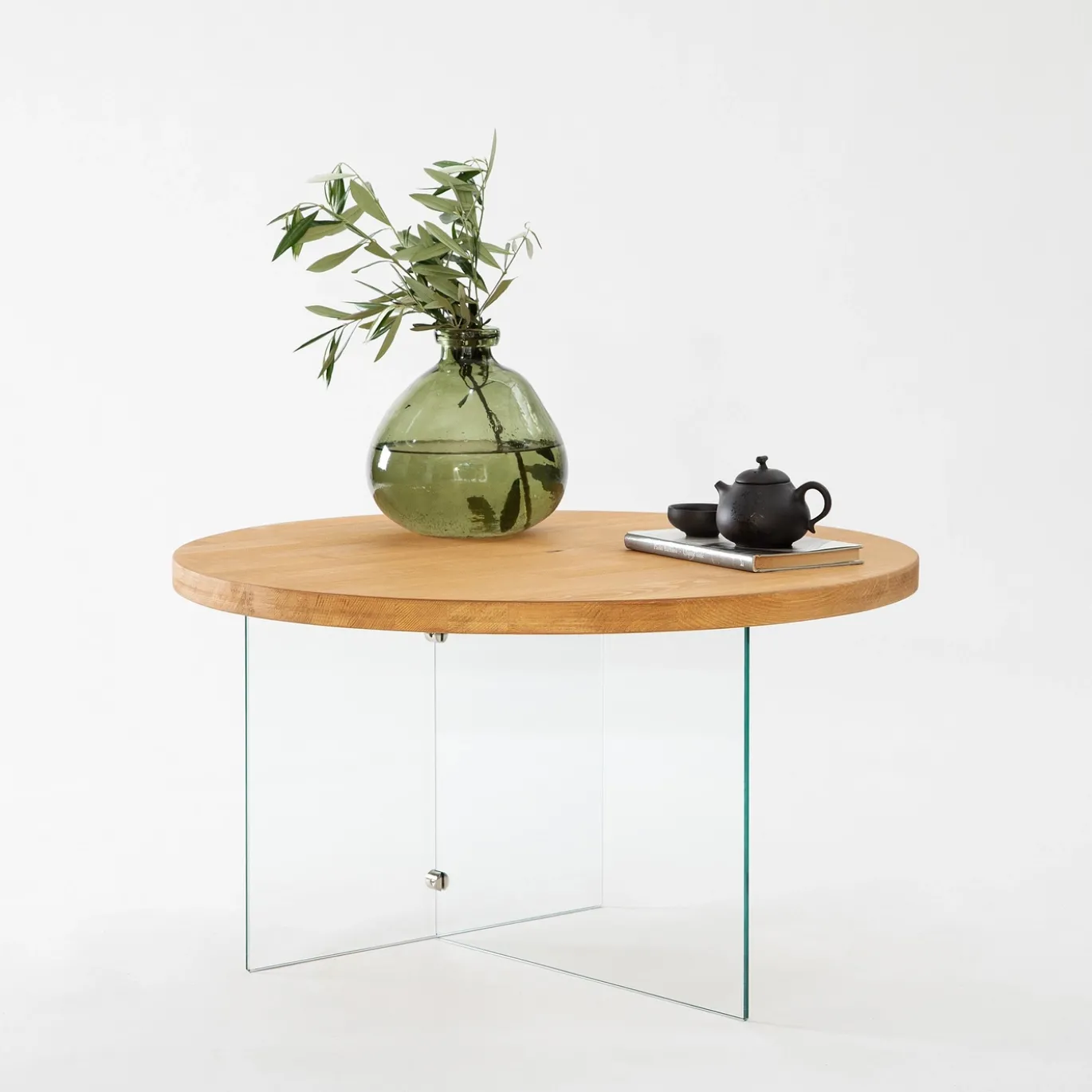 Salontafel Serenity Naturel/Glas Ø70cm
