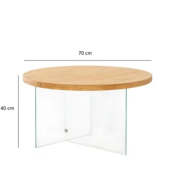 Salontafel Serenity Naturel/Glas Ø70cm