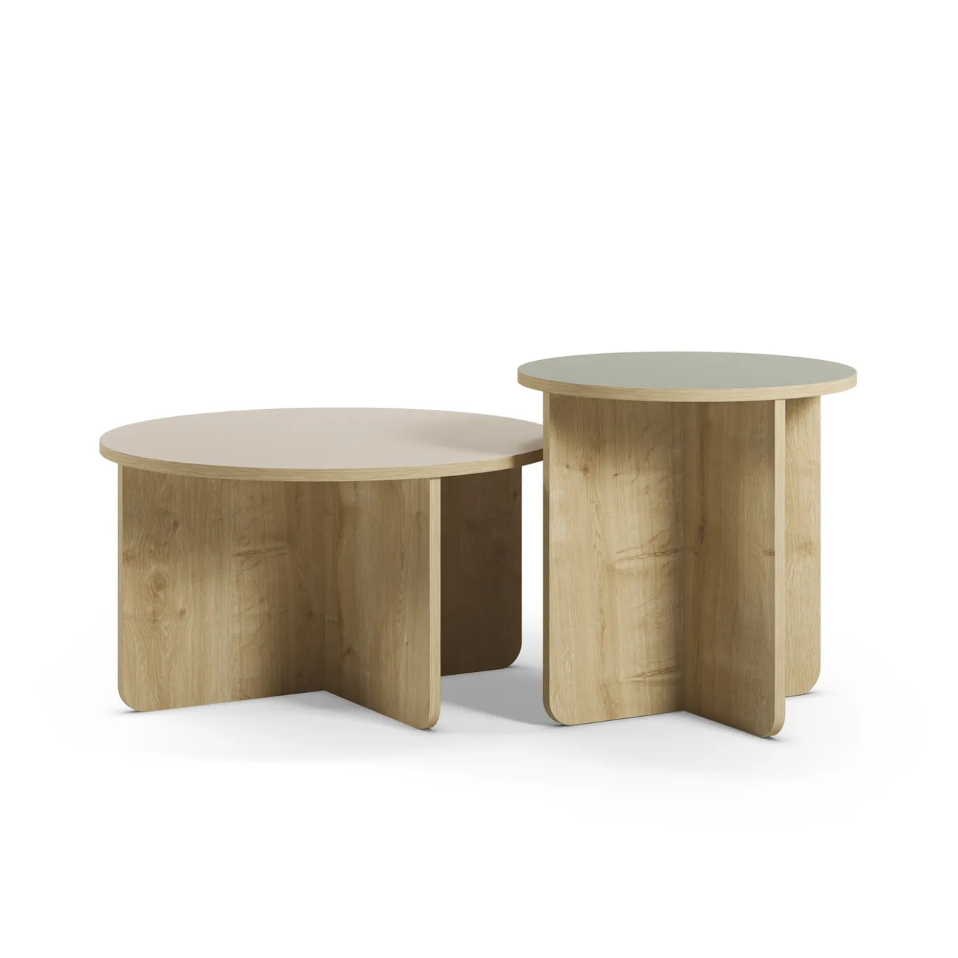 Salontafel Set Hillary Crème-eiken/groen-eiken - Giga Meubel