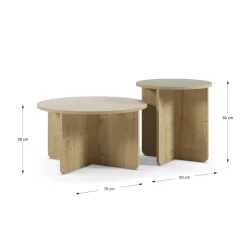 Salontafel Set Hillary Crème-eiken/groen-eiken - Giga Meubel
