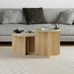 Salontafel Set Hillary Crème-eiken/groen-eiken - Giga Meubel