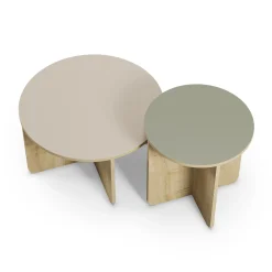 Salontafel Set Hillary Crème-eiken/groen-eiken - Giga Meubel