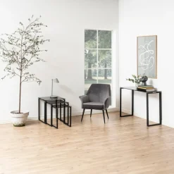 Salontafel Set Jordis Glas Smoked 50cm - Giga Living