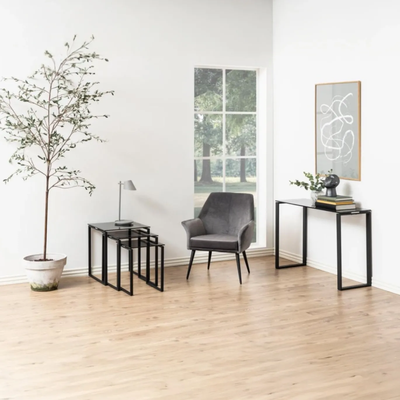 Salontafel Set Jordis Glas Smoked 50cm - Giga Living