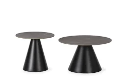Salontafel Set Louna Rond Grijs Zwart met Metaal - Giga Meubel
