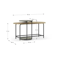Salontafel Set Rosie Eiken/groen - Giga Meubel