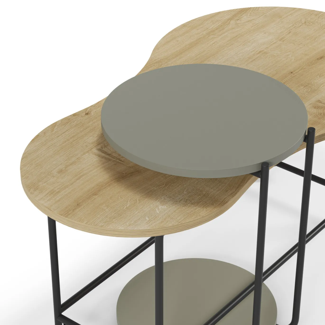 Salontafel Set Rosie Eiken/groen - Giga Meubel