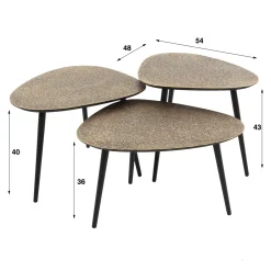 Salontafel Set van 3 Driehoekig Metallic Brons Antiek - Giga Meubel