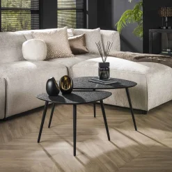 Salontafel Set van 2 Driehoekig Metallic Grijs - Giga Meubel