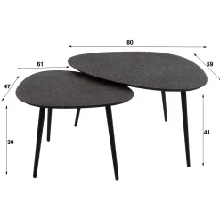 Salontafel Set van 2 Driehoekig Metallic Grijs - Giga Meubel