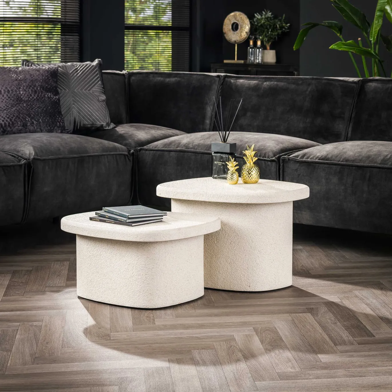 Salontafel Set van 2 Stone Organic Marmer Composiet - Giga Meubel