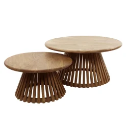 Salontafel Set van 2 Tweak Conisch Massief Mango Zand - Giga Meubel