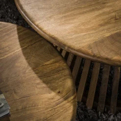 Salontafel Set van 2 Tweak Conisch Massief Mango Zand - Giga Meubel