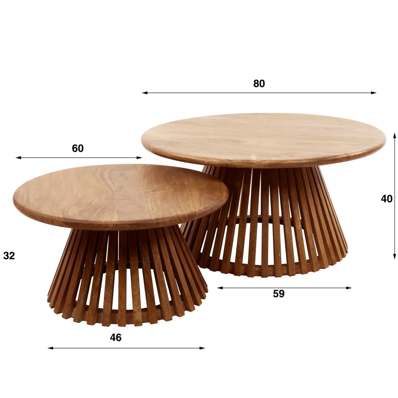 Salontafel Set van 2 Tweak Conisch Massief Mango Zand - Giga Meubel