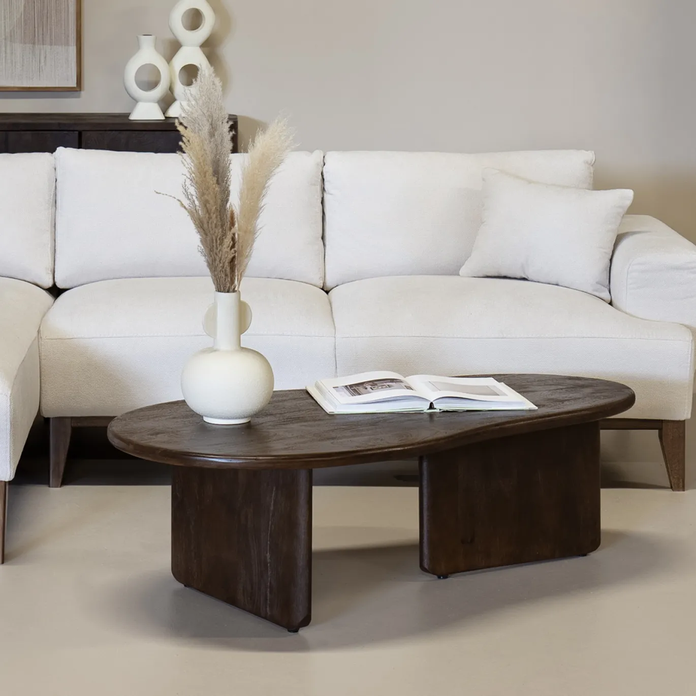 Salontafel Sira Organisch Donkerbruin 130cm - Giga Meubel