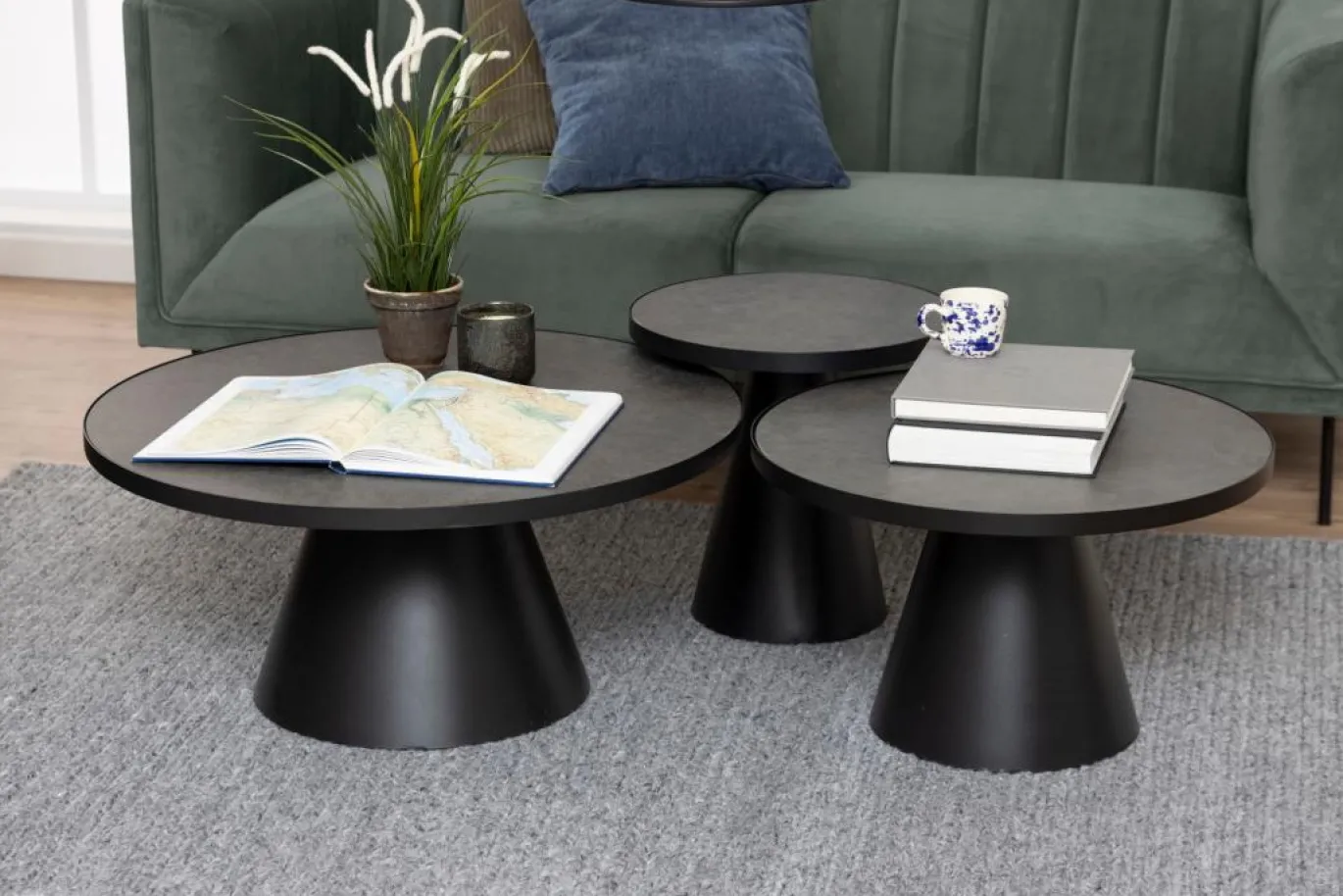 Salontafel Sjors Keramiek Zwart Fairba Ø65,7x40cm - Giga Living