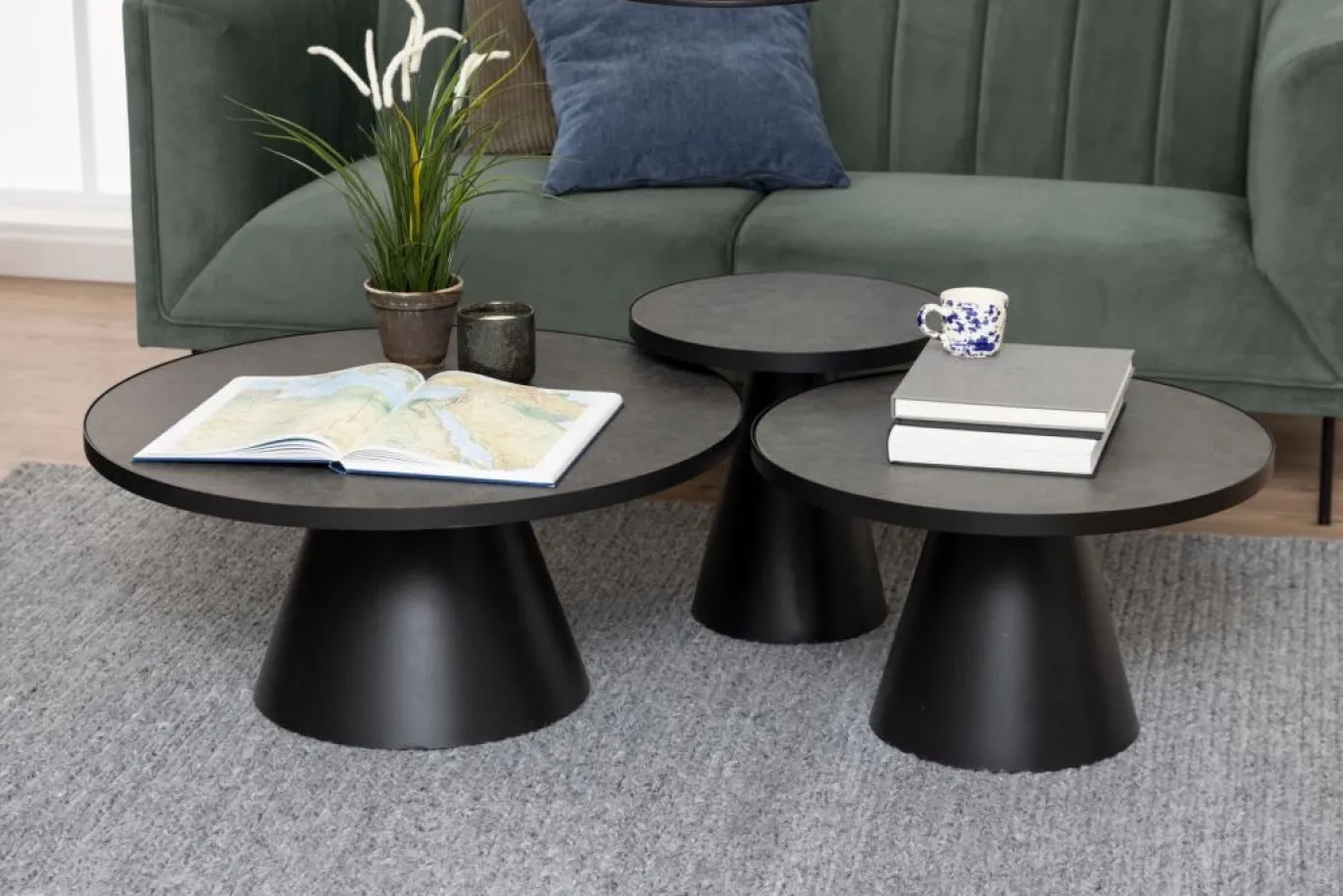 Salontafel Sjors Keramiek Zwart Fairba Ø65,7x40cm - Giga Living