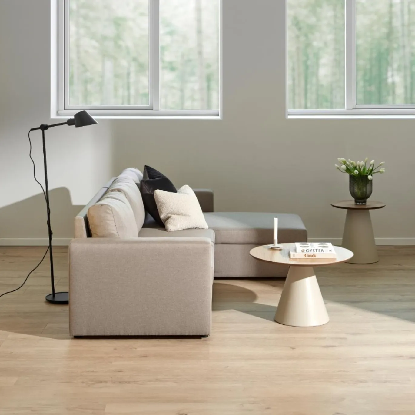 Salontafel Skagen Naturel/Grijs Ø45cm - Giga Living