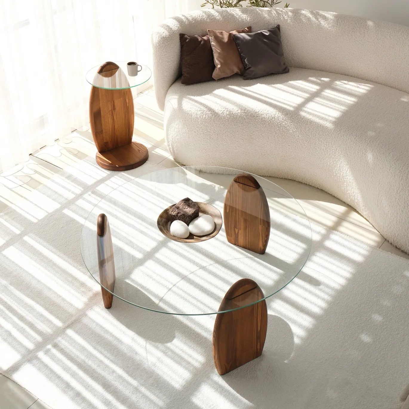 Salontafel Surf Glas/Bruin Ø90cm