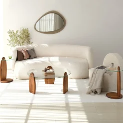 Salontafel Surf Glas/Bruin Ø90cm