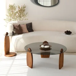 Salontafel Surf Smoke/Bruin Ø90cm