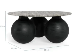 Salontafel Talor Marmer Grijs Zwart Ø95cm - Giga Living