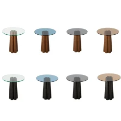 Salontafel Thales Blauw/Walnoot Ø50cm