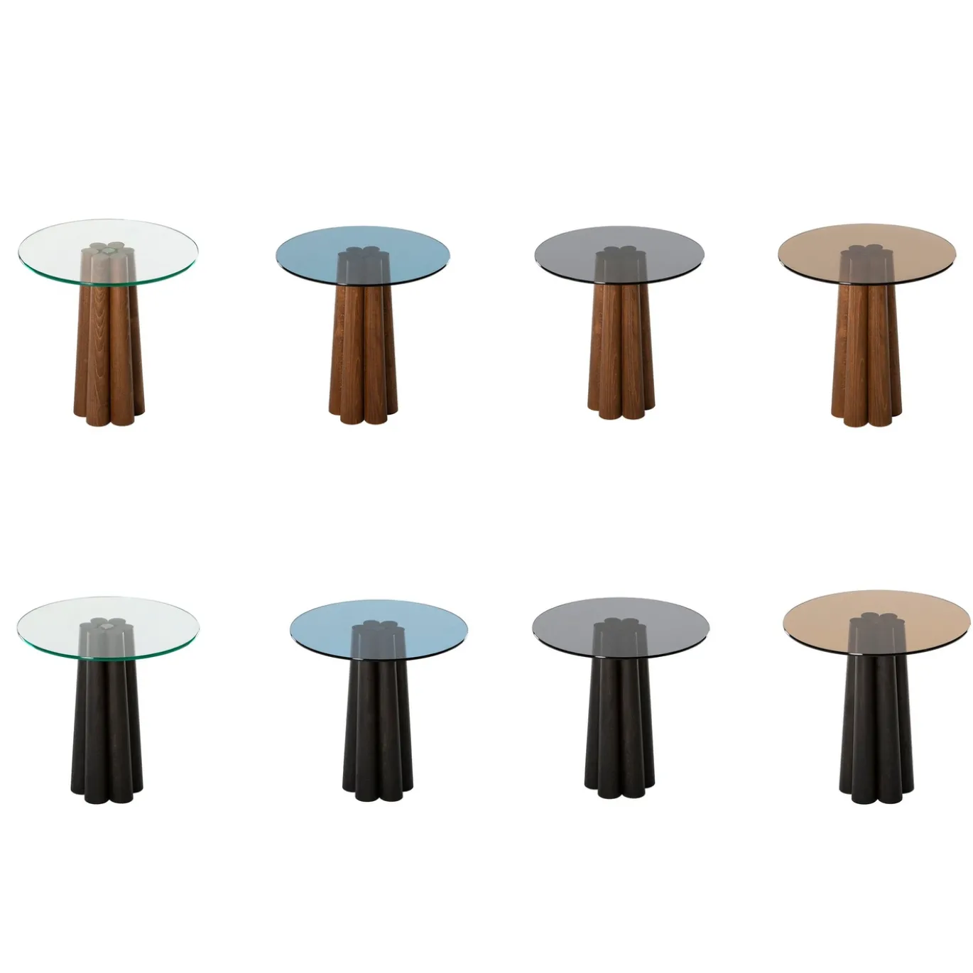 Salontafel Thales Blauw/Walnoot Ø50cm