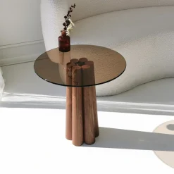 Salontafel Thales Brons/Walnoot Ø50cm