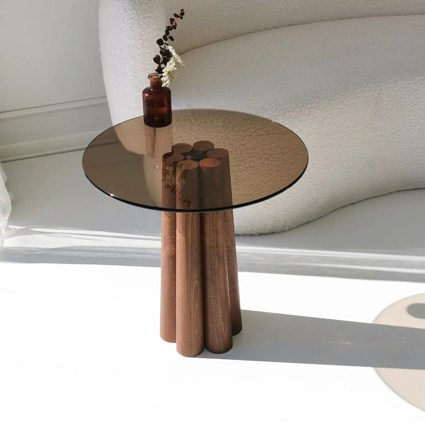 Salontafel Thales Brons/Walnoot Ø50cm