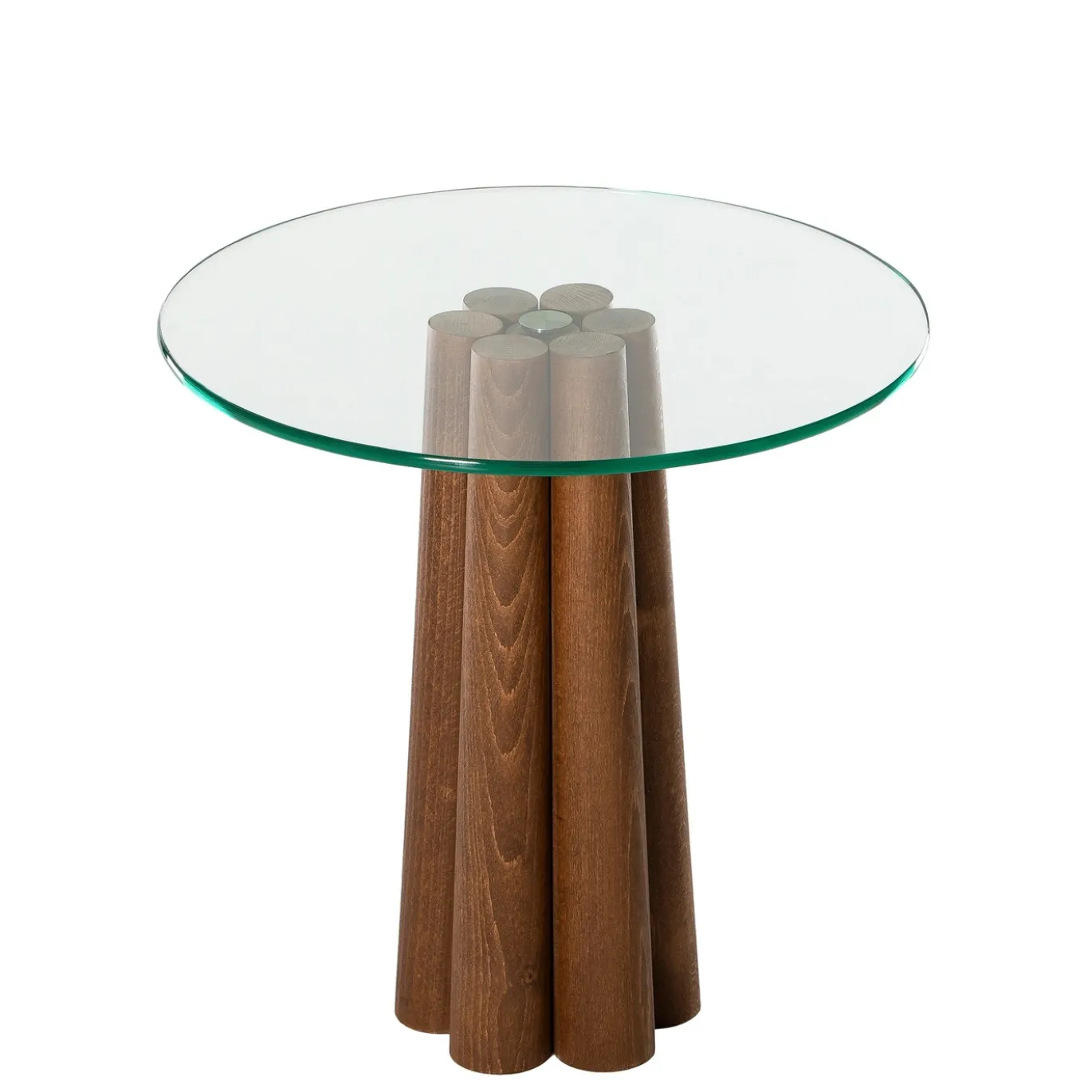 Salontafel Thales Glas/Walnoot Ø50cm
