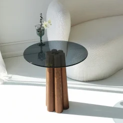 Salontafel Thales Smoke/Walnoot Ø50cm
