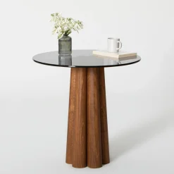 Salontafel Thales Smoke/Walnoot Ø50cm