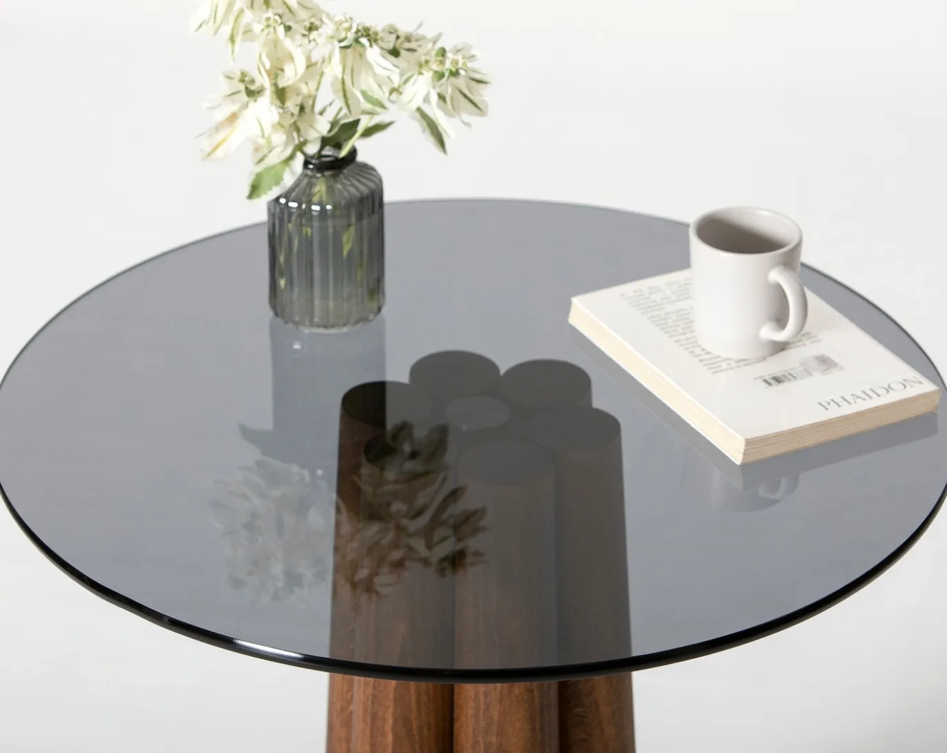 Salontafel Thales Smoke/Walnoot Ø50cm