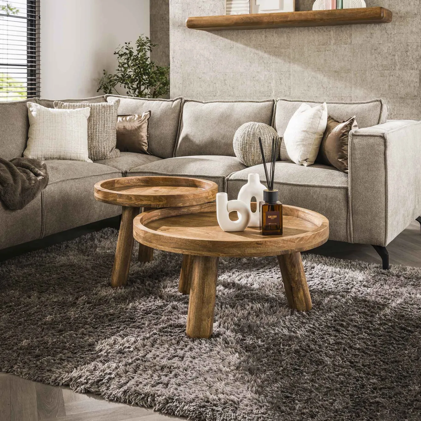 Salontafel Tripod Mango Naturel Set van 2 - Giga Meubel