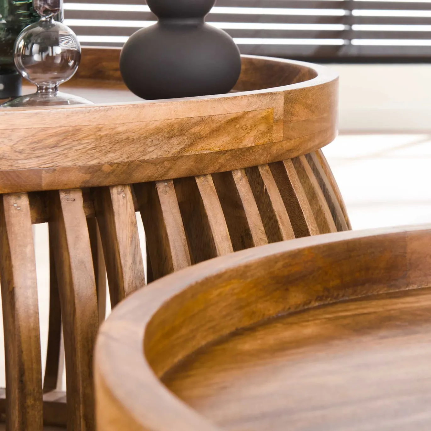 Salontafel Tweak Curve Set van 2 Mangohout Ø80/Ø60