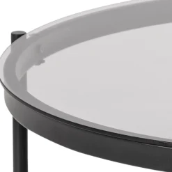 Salontafel Vadodara Glas Grijs Ø79cm - Giga Living